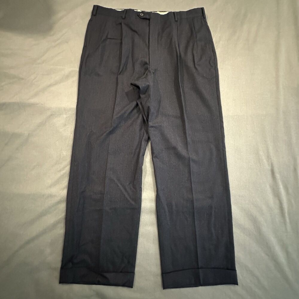 Vintage 70s 80s Majer Slacks Pleated Cuffed 100% Wool Trousers Relaxed Made USA